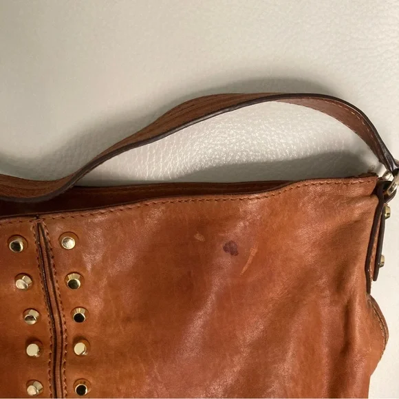 MICHAEL KORS TERRACOTTA/BROWN BOHO PEBBLE LEATHER SHOULDER BAG - Picture 7 of 9
